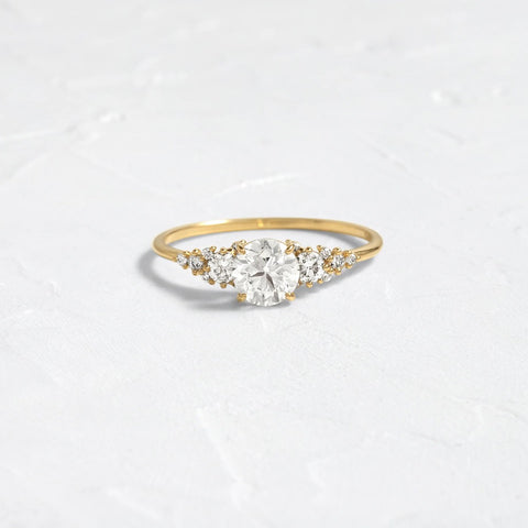 Round Cut Vintage Colorless Moissanite Engagement Ring