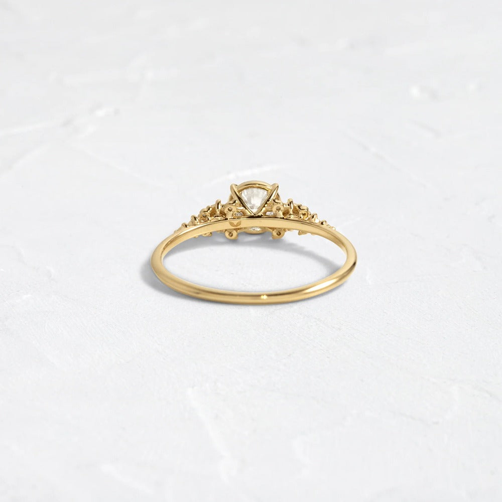 Round Cut Vintage Colorless Moissanite Engagement Ring