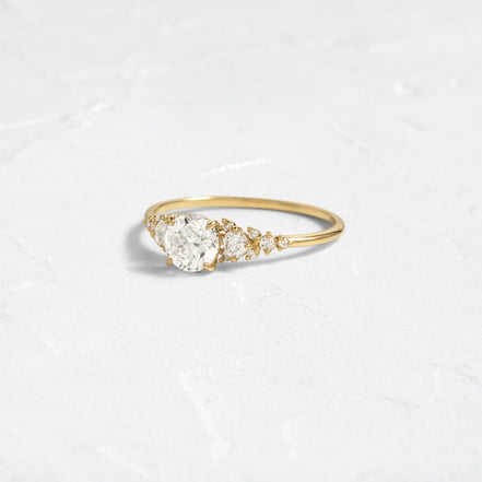 Round Cut Vintage Colorless Moissanite Engagement Ring
