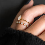 Cluster Pear Cut Moissanite Engagement Wedding Ring