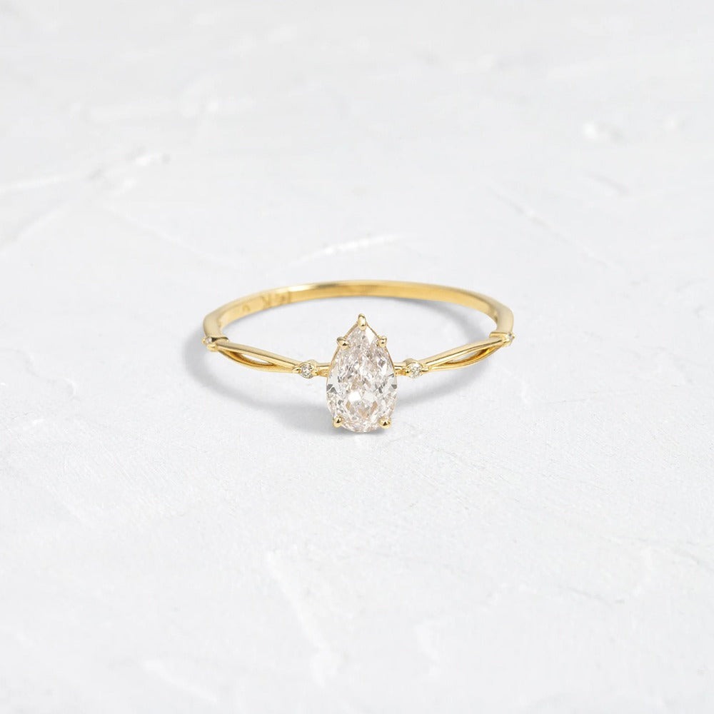 Cluster Pear Cut Moissanite Engagement Wedding Ring