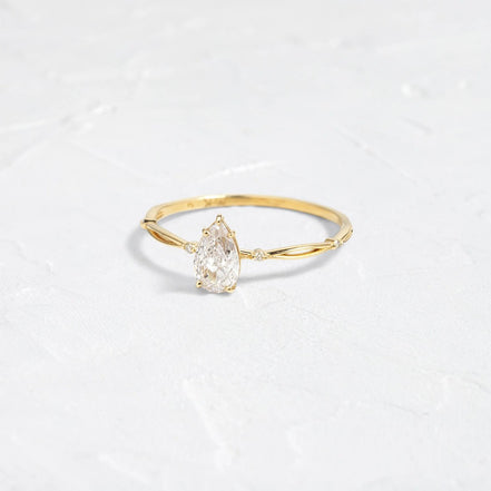 Cluster Pear Cut Moissanite Engagement Wedding Ring