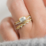 Emerald Cut Bezel Hidden Accent Moissanite Engagement Ring