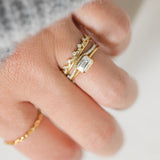 Emerald Cut Bezel Hidden Accent Moissanite Engagement Ring