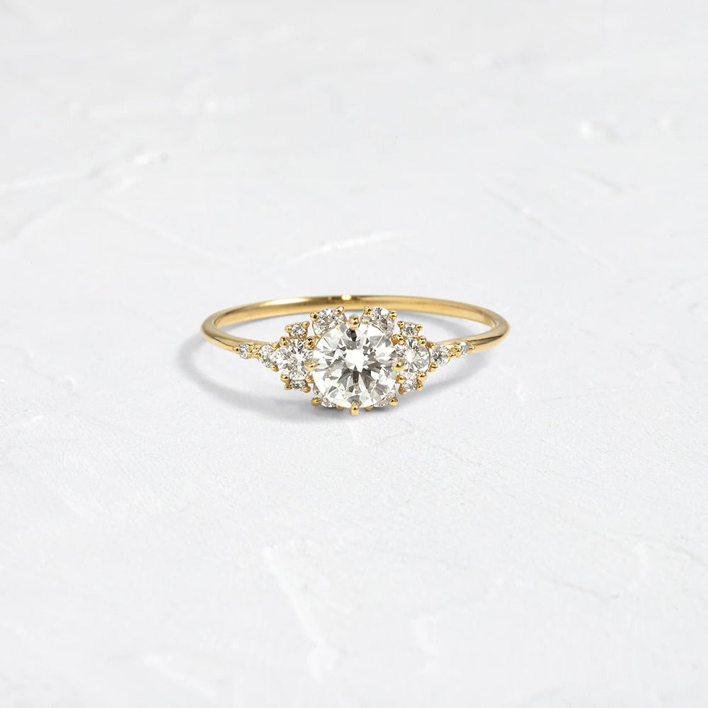 D Color Round Cut Vintage Moissanite Proposal Ring