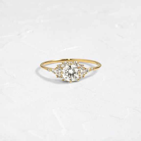 D Color Round Cut Vintage Moissanite Proposal Ring