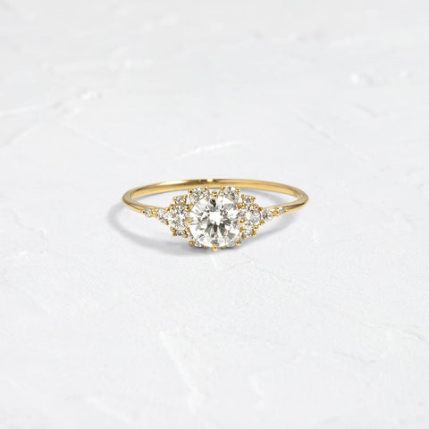D Color Round Cut Vintage Moissanite Proposal Ring