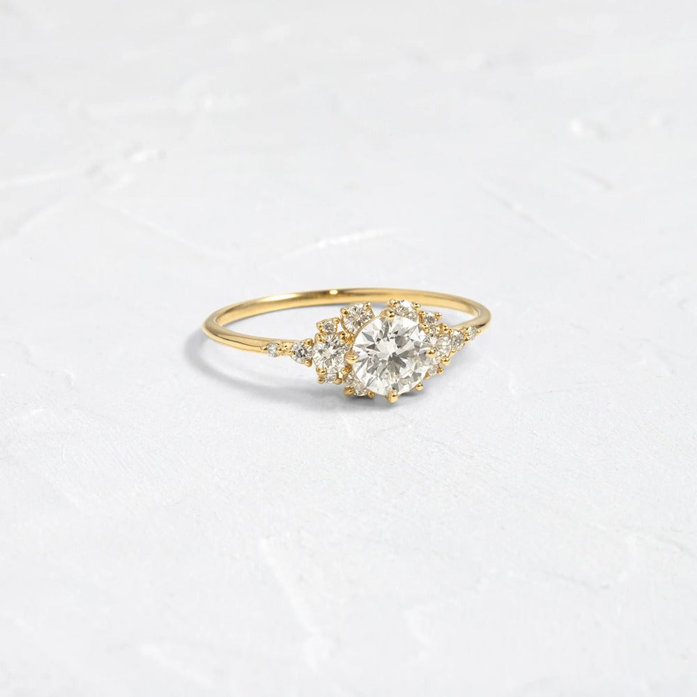 D Color Round Cut Vintage Moissanite Proposal Ring