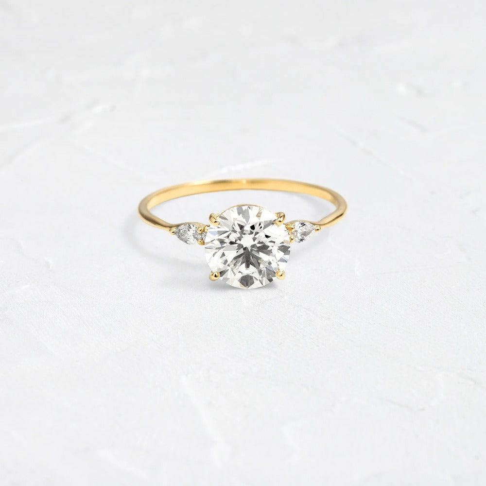 Moissanite Round Cut Five Stone D Color Engagement Ring