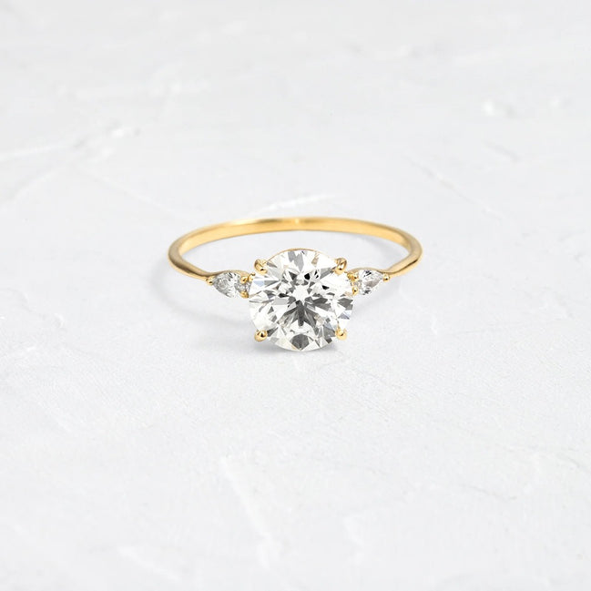 Moissanite Round Cut Five Stone D Color Engagement Ring
