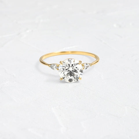 Moissanite Round Cut Five Stone D Color Engagement Ring