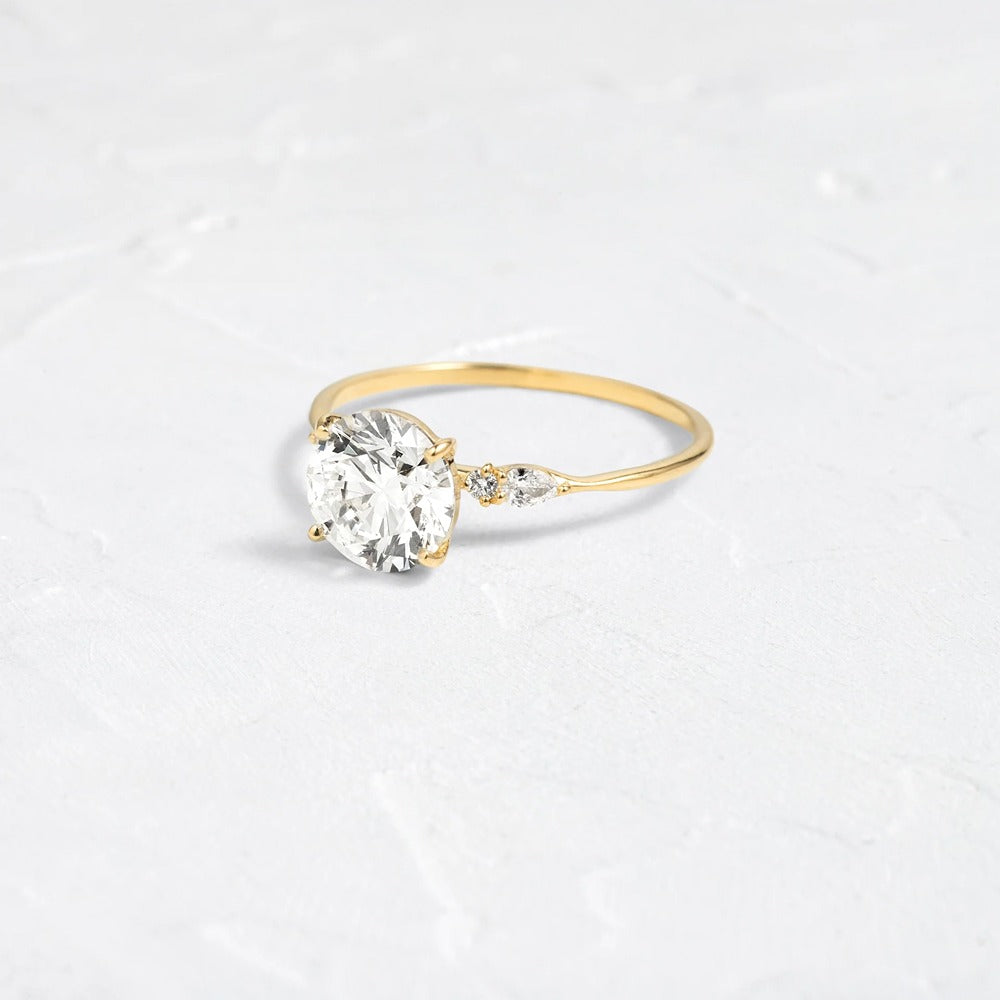 Moissanite Round Cut Five Stone D Color Engagement Ring