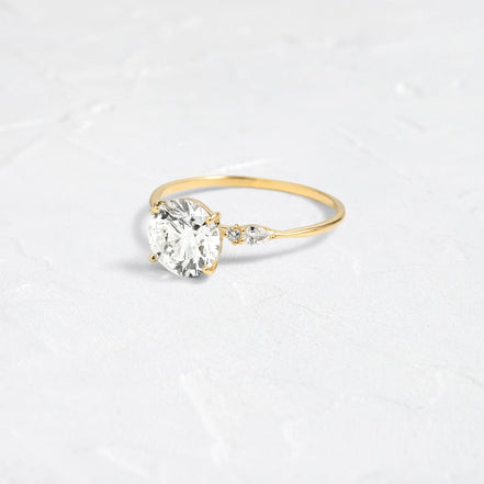 Moissanite Round Cut Five Stone D Color Engagement Ring