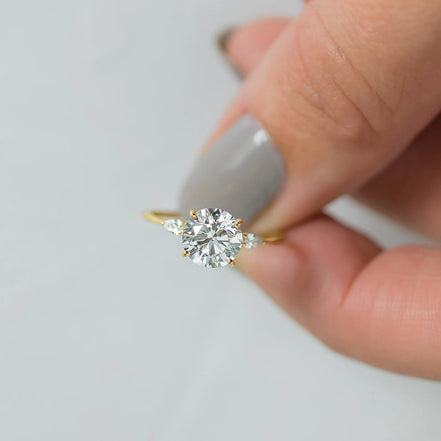 Moissanite Round Cut Five Stone D Color Engagement Ring