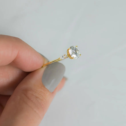 Moissanite Round Cut Five Stone D Color Engagement Ring