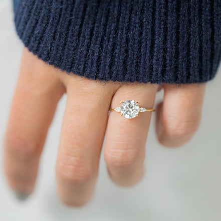 Moissanite Round Cut Five Stone D Color Engagement Ring