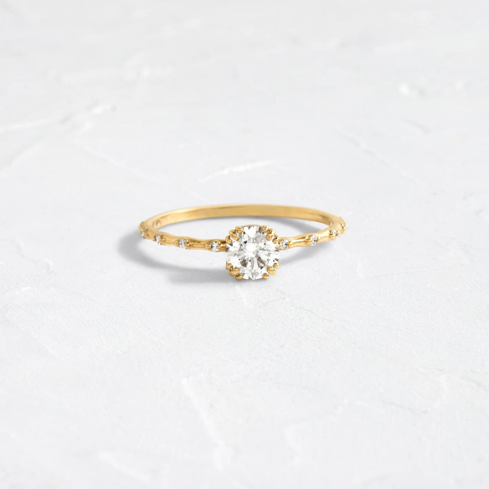 Side Accent Round Cut Moissanite Promise Ring