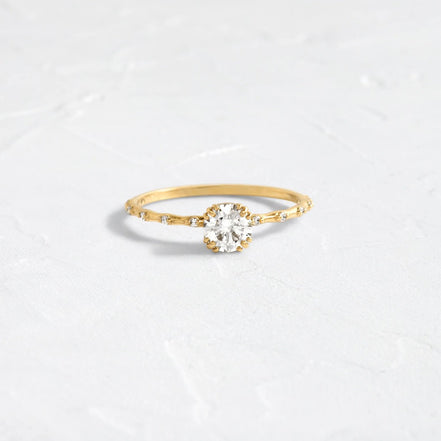Side Accent Round Cut Moissanite Promise Ring