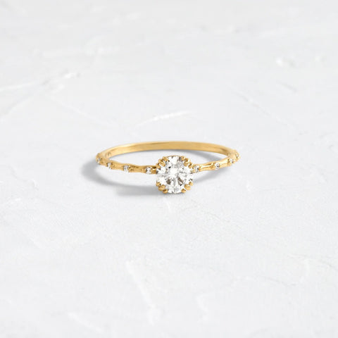Side Accent Round Cut Moissanite Promise Ring