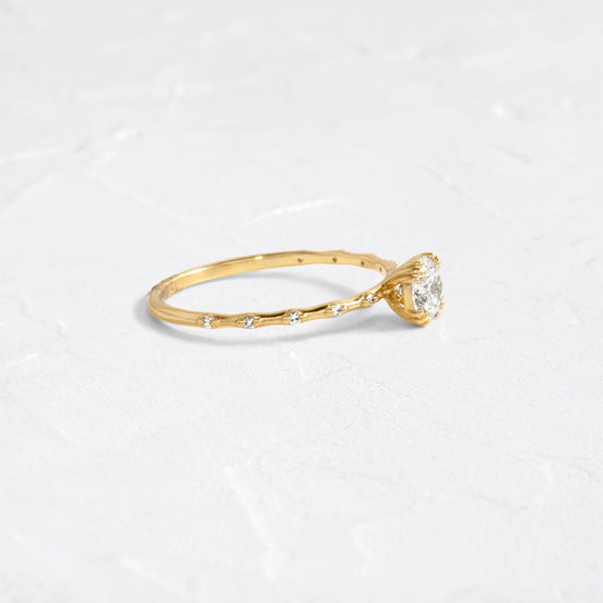 Side Accent Round Cut Moissanite Promise Ring