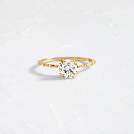 Round Cut Unique Colorless Moissanite Engagement Ring