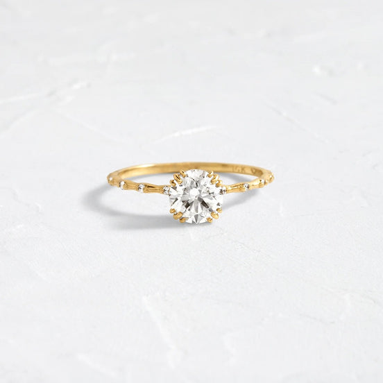Round Cut Unique Colorless Moissanite Engagement Ring