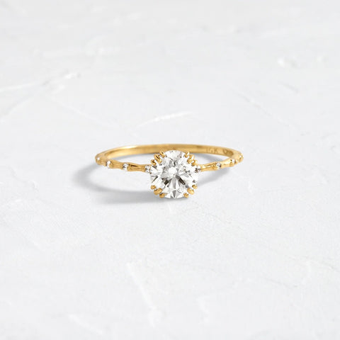 Round Cut Unique Colorless Moissanite Engagement Ring