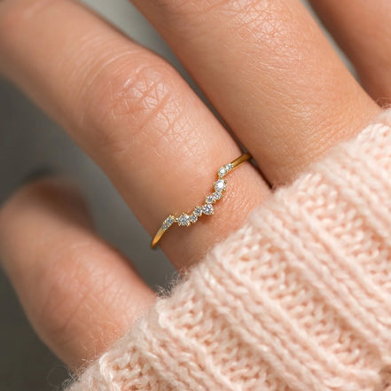 Colorless Round Cut Moissanite Unique Wedding Band
