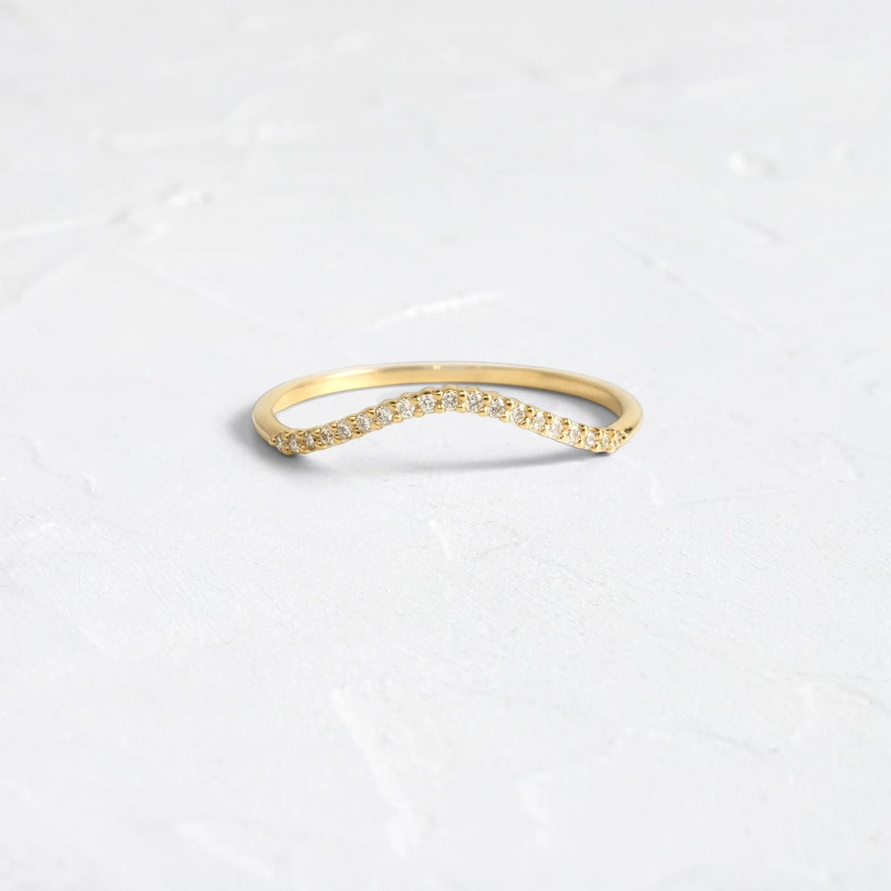 Moissanite Round Cut Curved Eternity Band