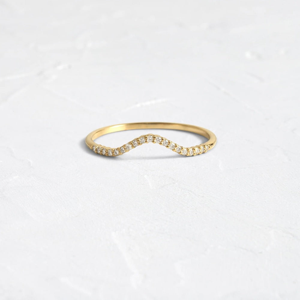 Moissanite Round Cut Curved Eternity Band