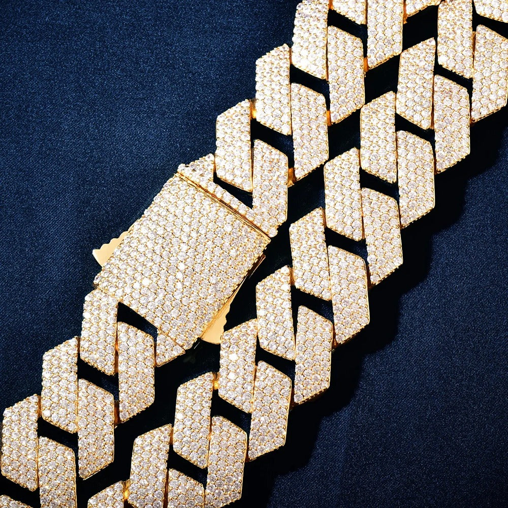 925 Sterling Silver Iced Out Moissanite Cuban Linked Chain