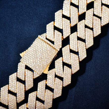 925 Sterling Silver Iced Out Moissanite Cuban Linked Chain