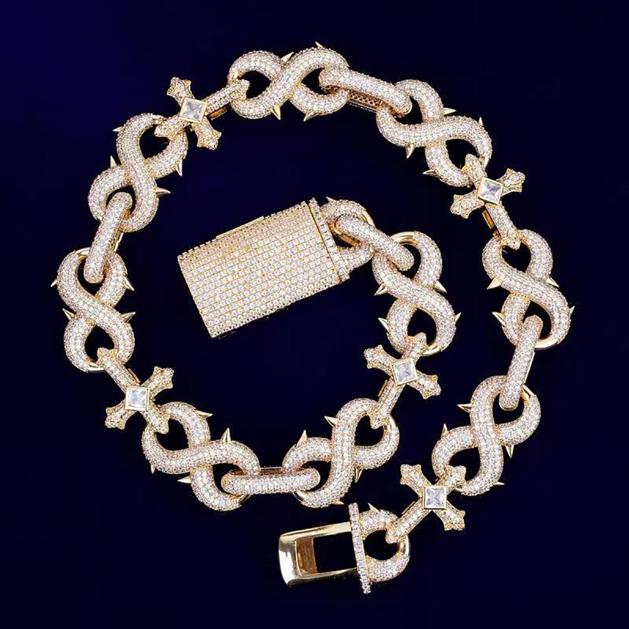 Iced Out Cross Infinity Moissanite Chain For Men's