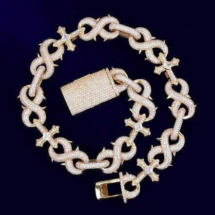 Iced Out Cross Infinity Moissanite Chain For Men's