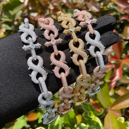 Iced Out Cross Infinity Moissanite Chain For Men's