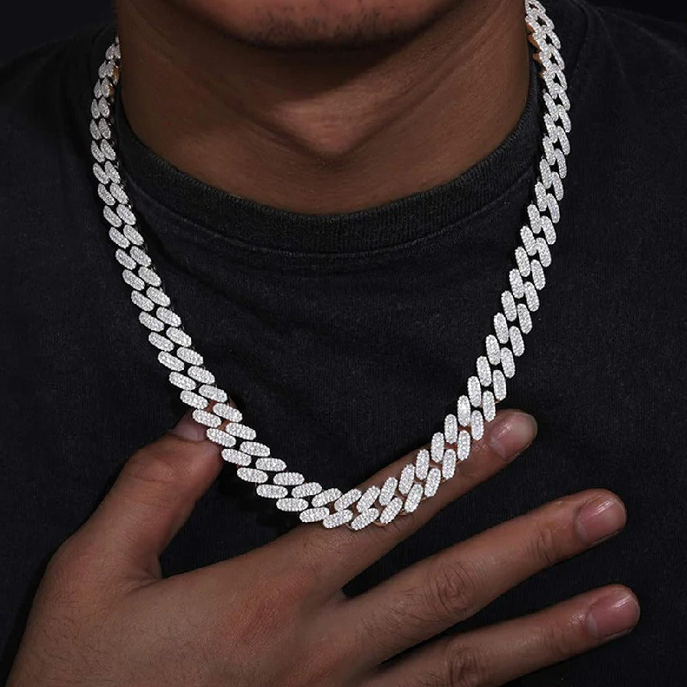 Iced Out Colorless Moissanite Cuban Link Chain