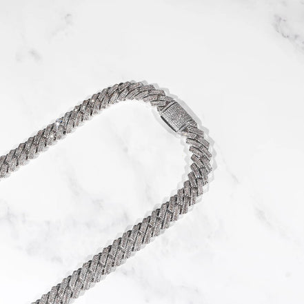 Moissanite Diamond Round & Baguette Cuban Chain For Men's