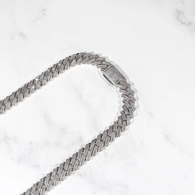 Moissanite Diamond Round & Baguette Cuban Chain For Men's