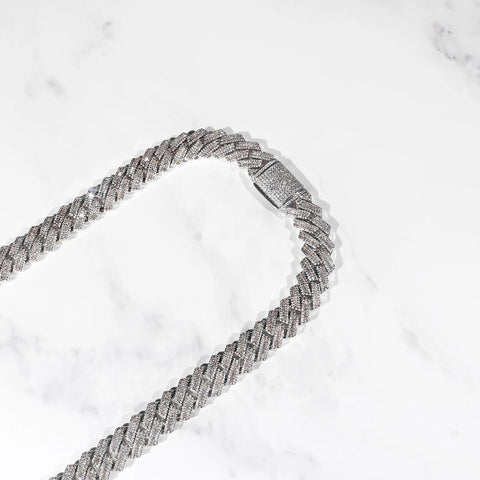 Moissanite Diamond Round & Baguette Cuban Chain For Men's