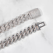 Moissanite Diamond Round & Baguette Cuban Chain For Men's