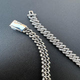 925 Silver Moissanite Diamond Micro Pave Miami Chain