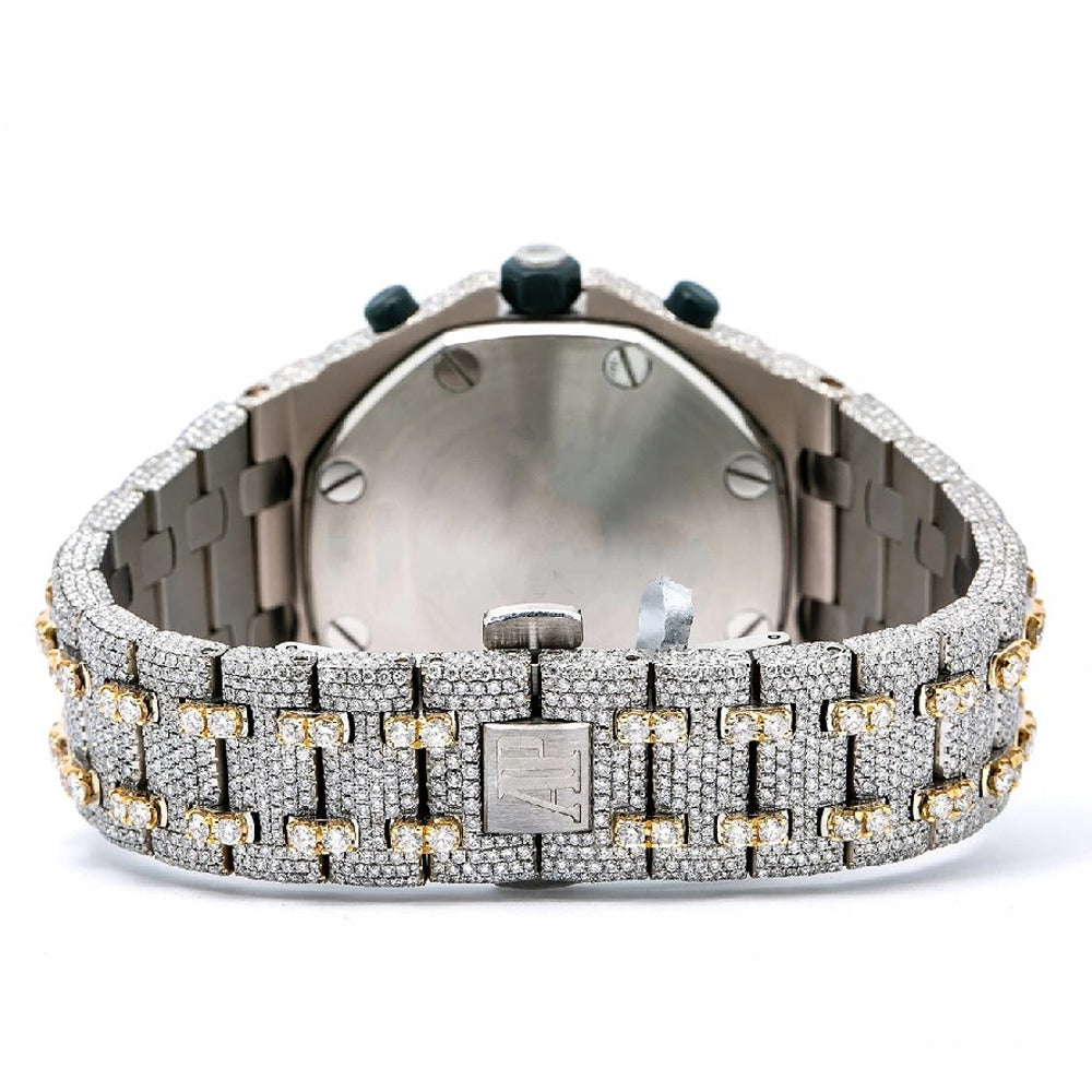 Chrono Dial Dual Tone Moissanite Fancy Watch For Him