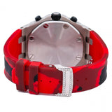 Red Rubber Strap Chrono Dial Moissanite Watch