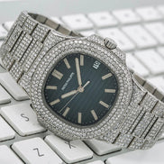 Colorless Moissanite Blue Dial Iced Out Luxury Watch