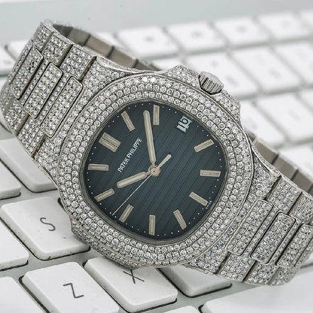Colorless Moissanite Blue Dial Iced Out Luxury Watch