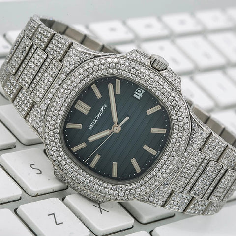 Colorless Moissanite Blue Dial Iced Out Luxury Watch