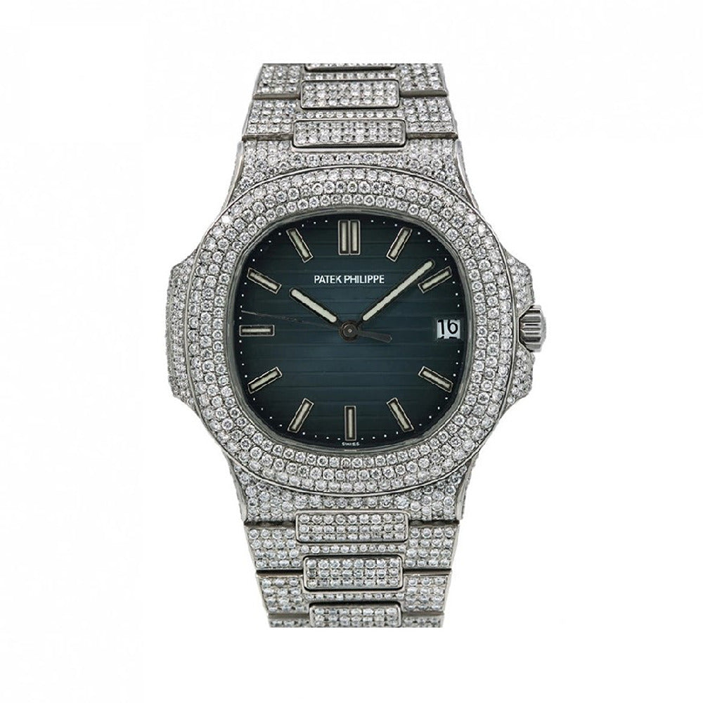 Colorless Moissanite Blue Dial Iced Out Luxury Watch