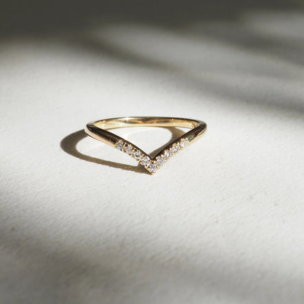 Chevron Style Moissnaite Round Cut Wedding Band