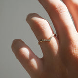 Chevron Style Moissnaite Round Cut Wedding Band