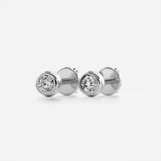 VVS1 Moissanite Round Cut Bezel Set Push Back Stud Earring